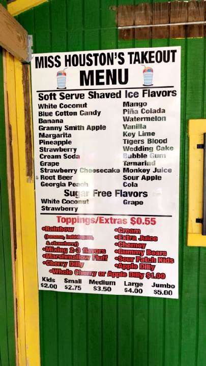 Miss Houston’s menu board