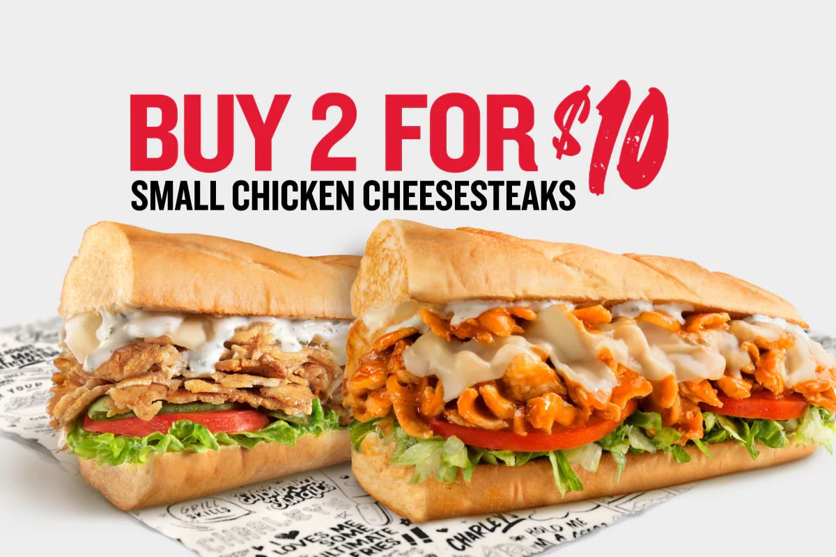 Charleys Cheesesteaks menu board