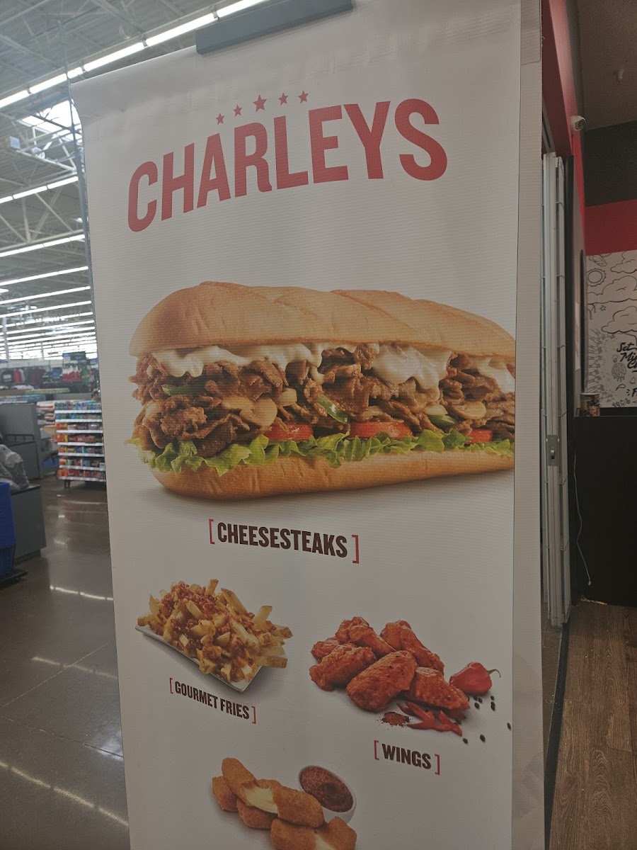 Charleys Cheesesteaks menu board