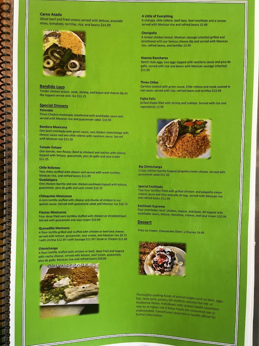 4 Amigos Mexican Restaurant Bar & Grill menu board
