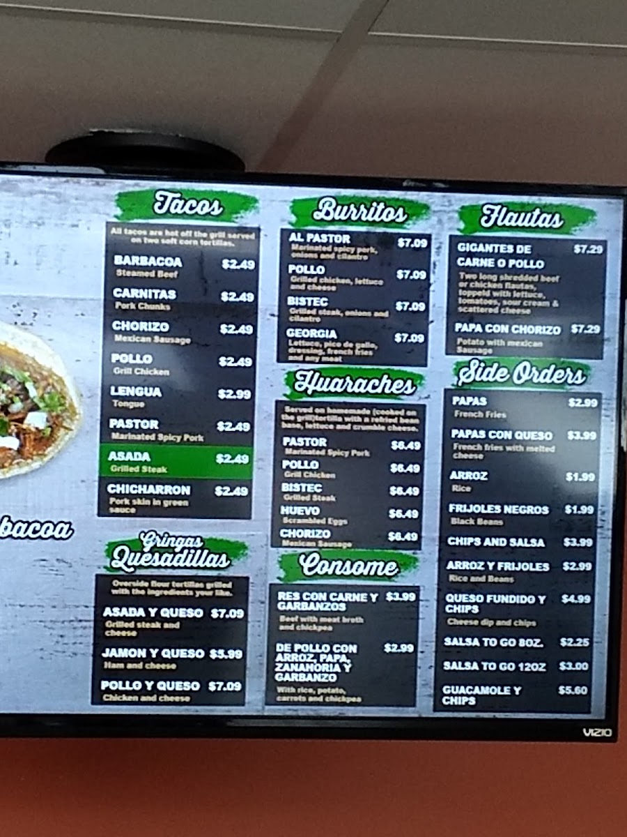 Las Tortas Locas menu board