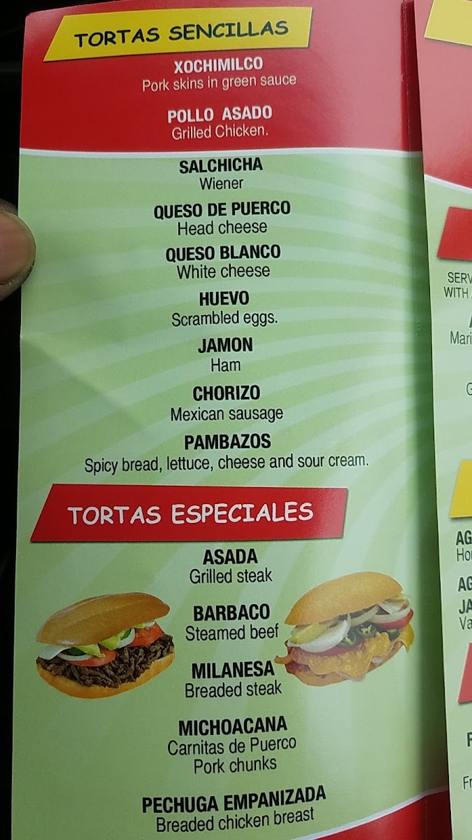 Las Tortas Locas menu board