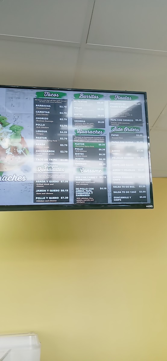 Las Tortas Locas menu board