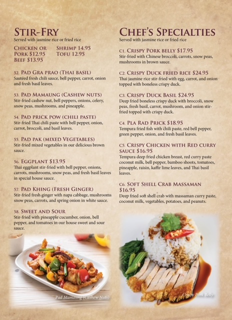 Simply Delicious Asian & Thai Cuisine menu board
