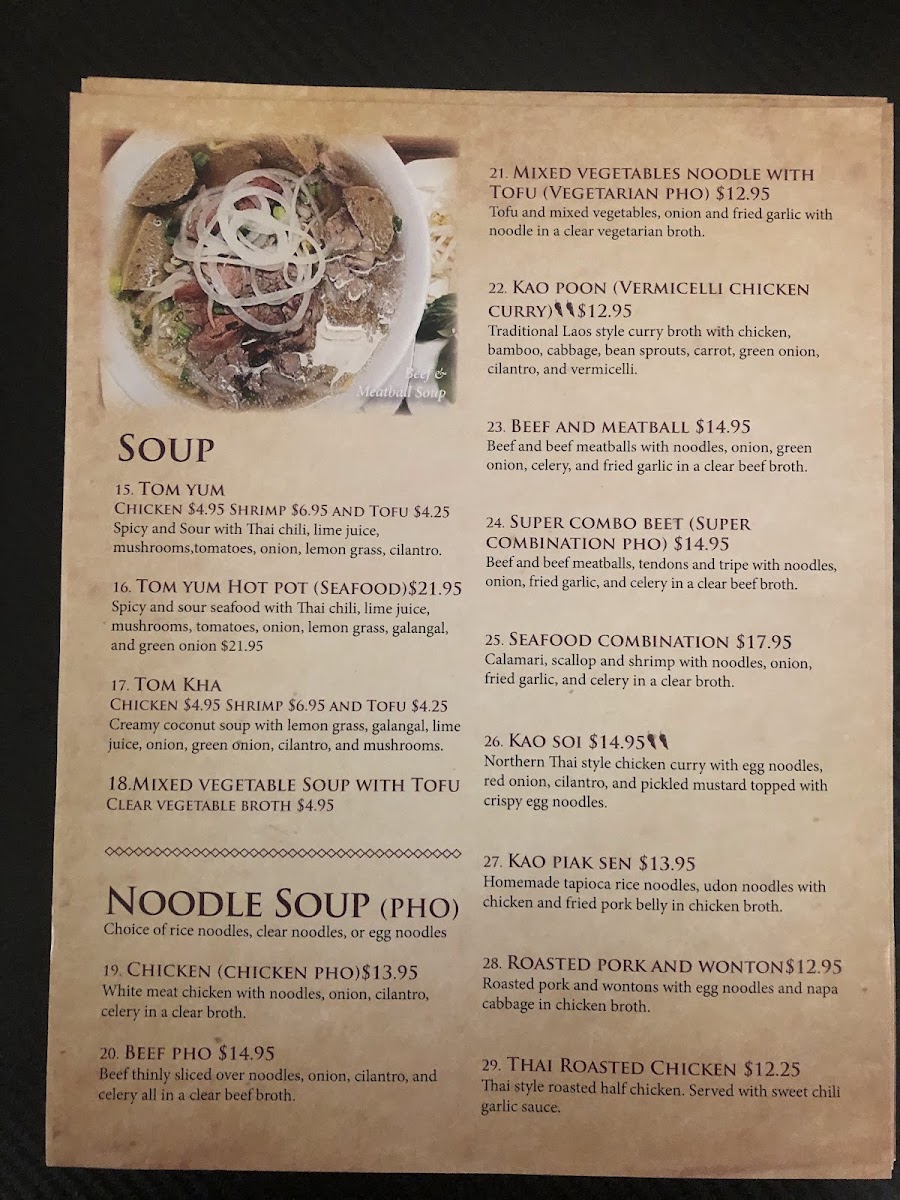Simply Delicious Asian & Thai Cuisine menu board