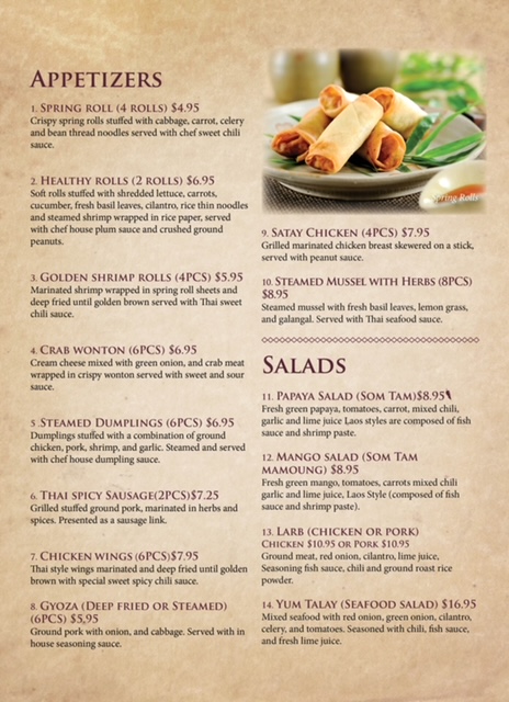 Simply Delicious Asian & Thai Cuisine menu board