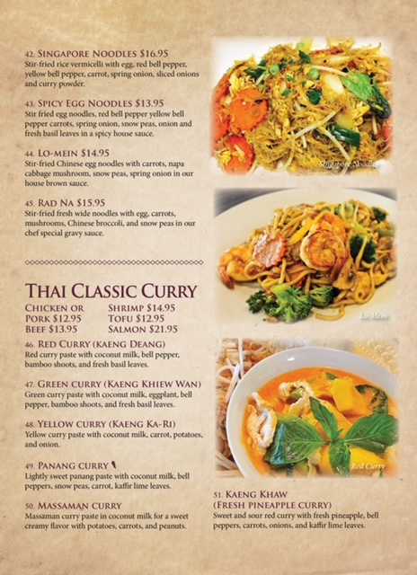 Simply Delicious Asian & Thai Cuisine menu board
