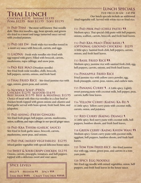 Simply Delicious Asian & Thai Cuisine menu board