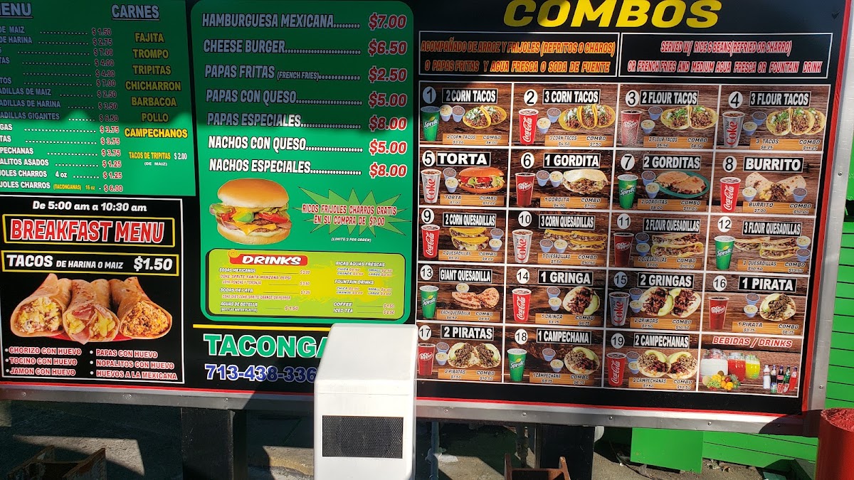 Taconganas menu board