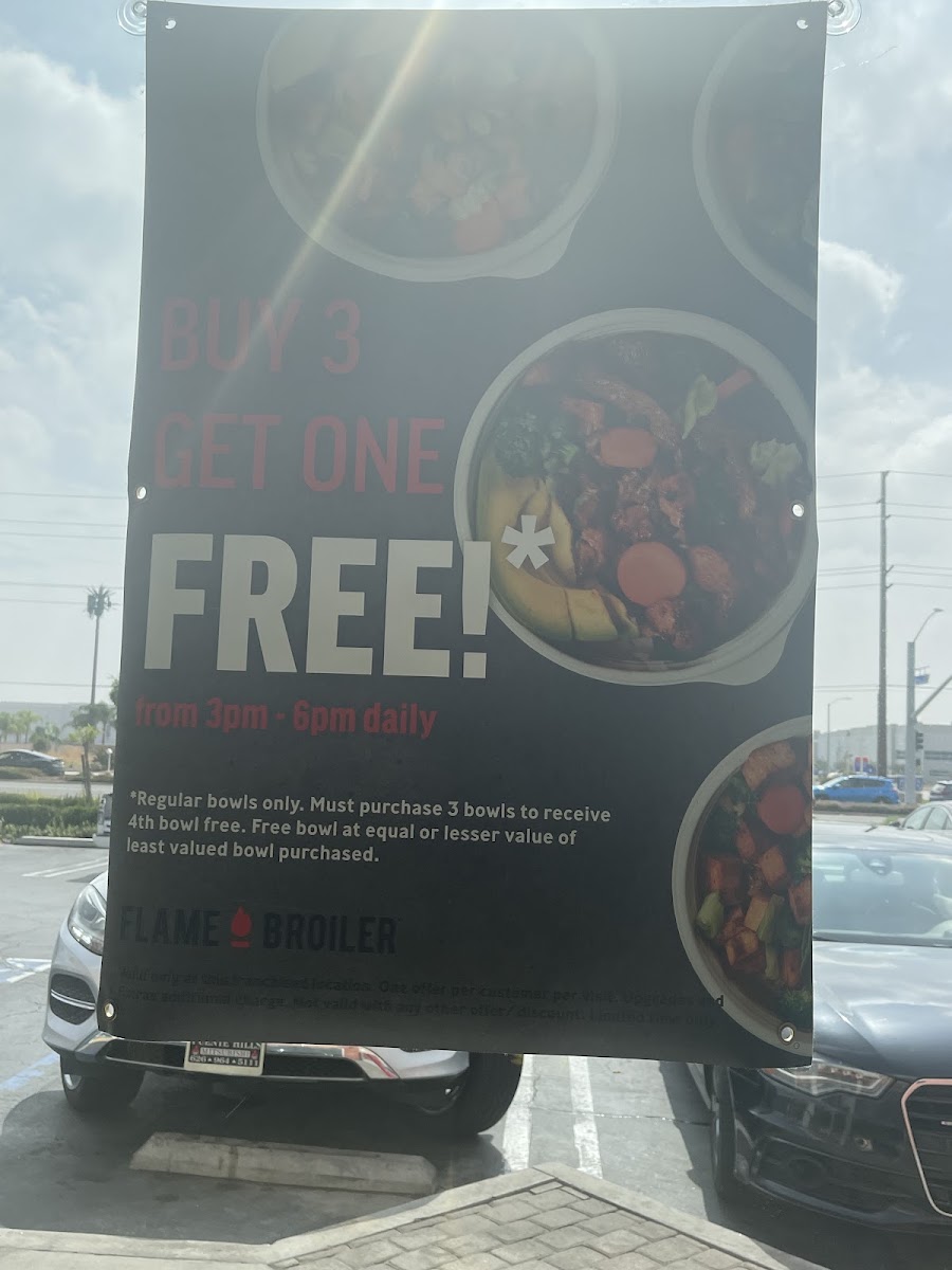 Flame Broiler menu board