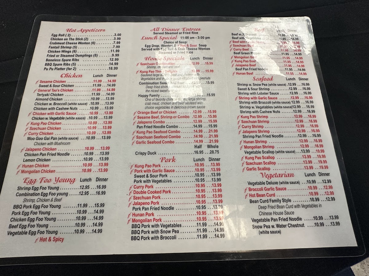 Mandarin Chef Express menu board