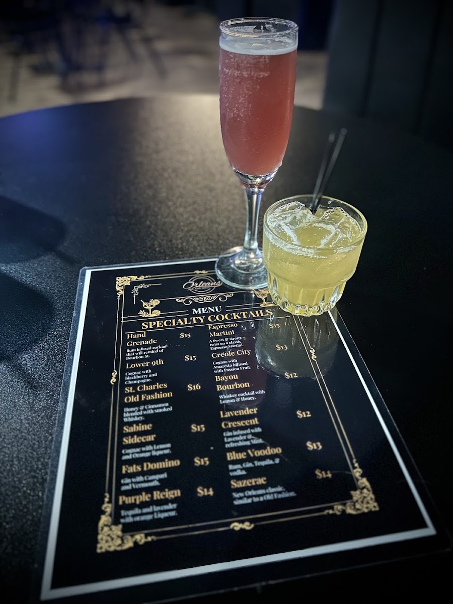 Orleans Bar and Grill menu board
