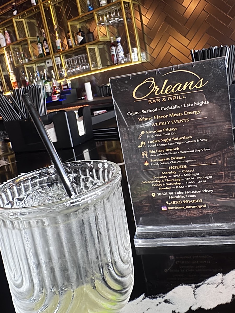 Orleans Bar and Grill menu board