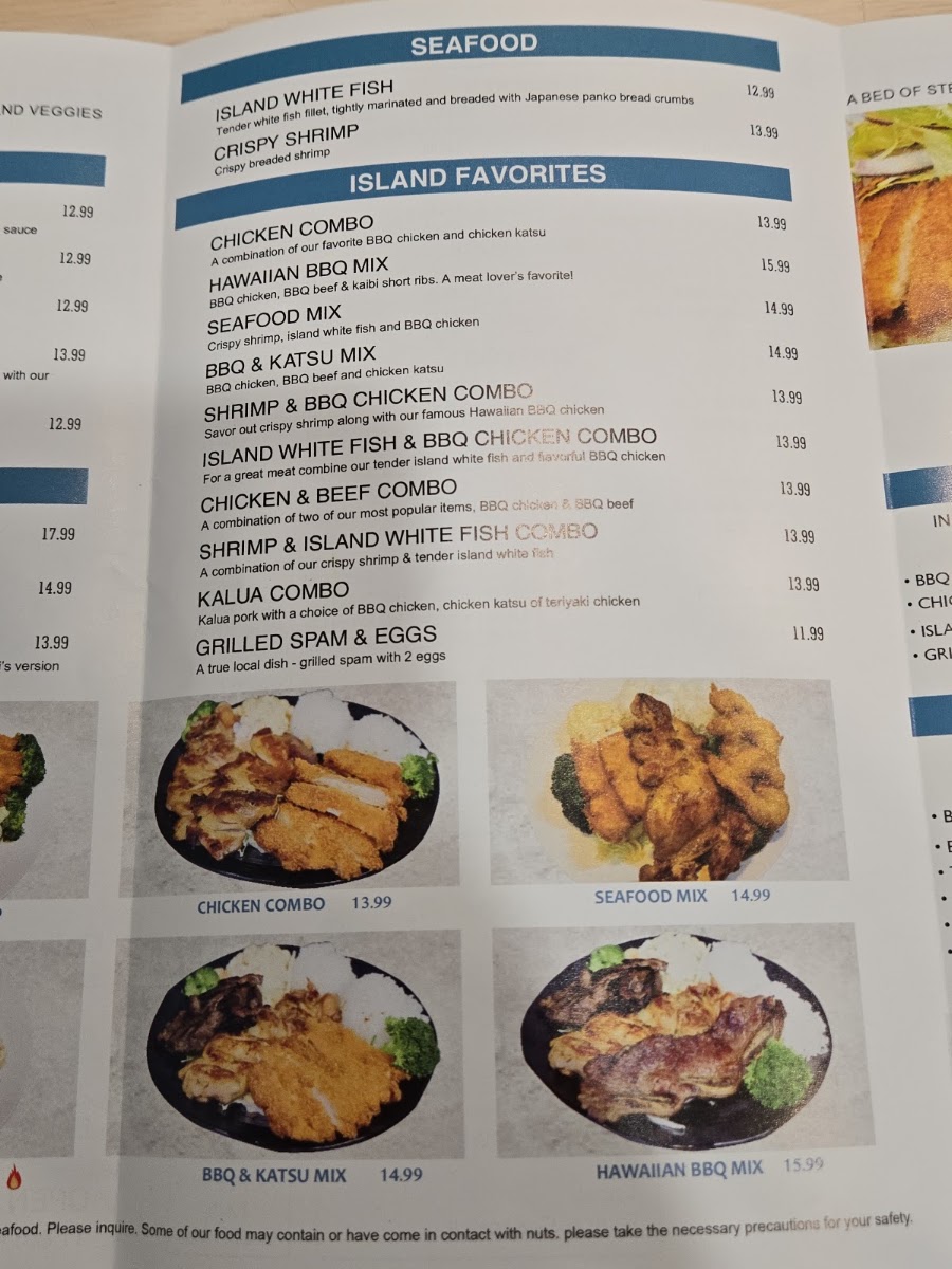 OHANA Hawaiian BBQ menu board