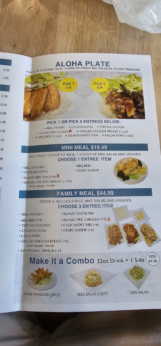 OHANA Hawaiian BBQ menu board