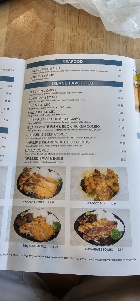 OHANA Hawaiian BBQ menu board