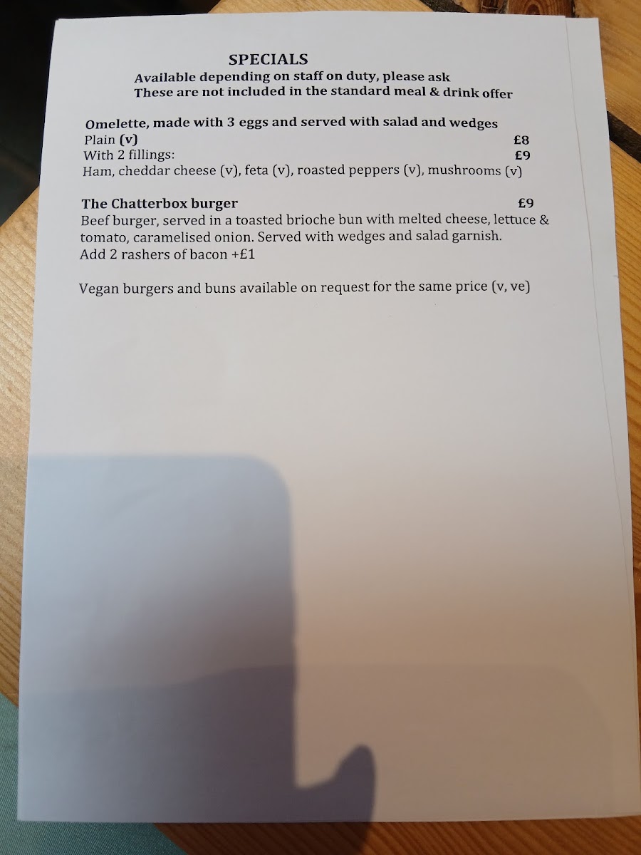 Chatterbox menu board