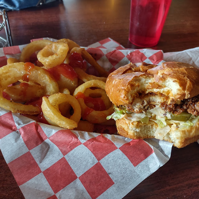 Crispy Chicken Sandwich and Onion Rings