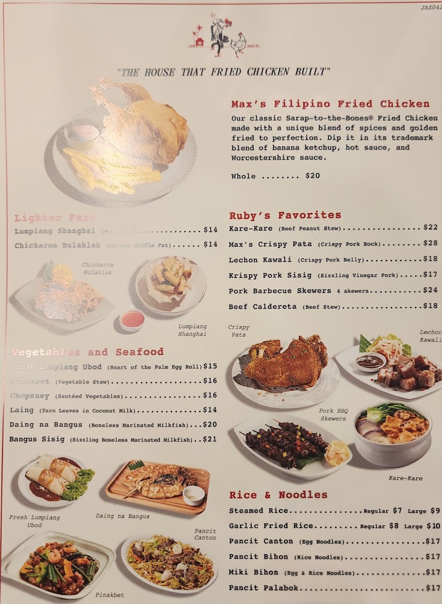 Max's Restaurant Jacksonville menu board