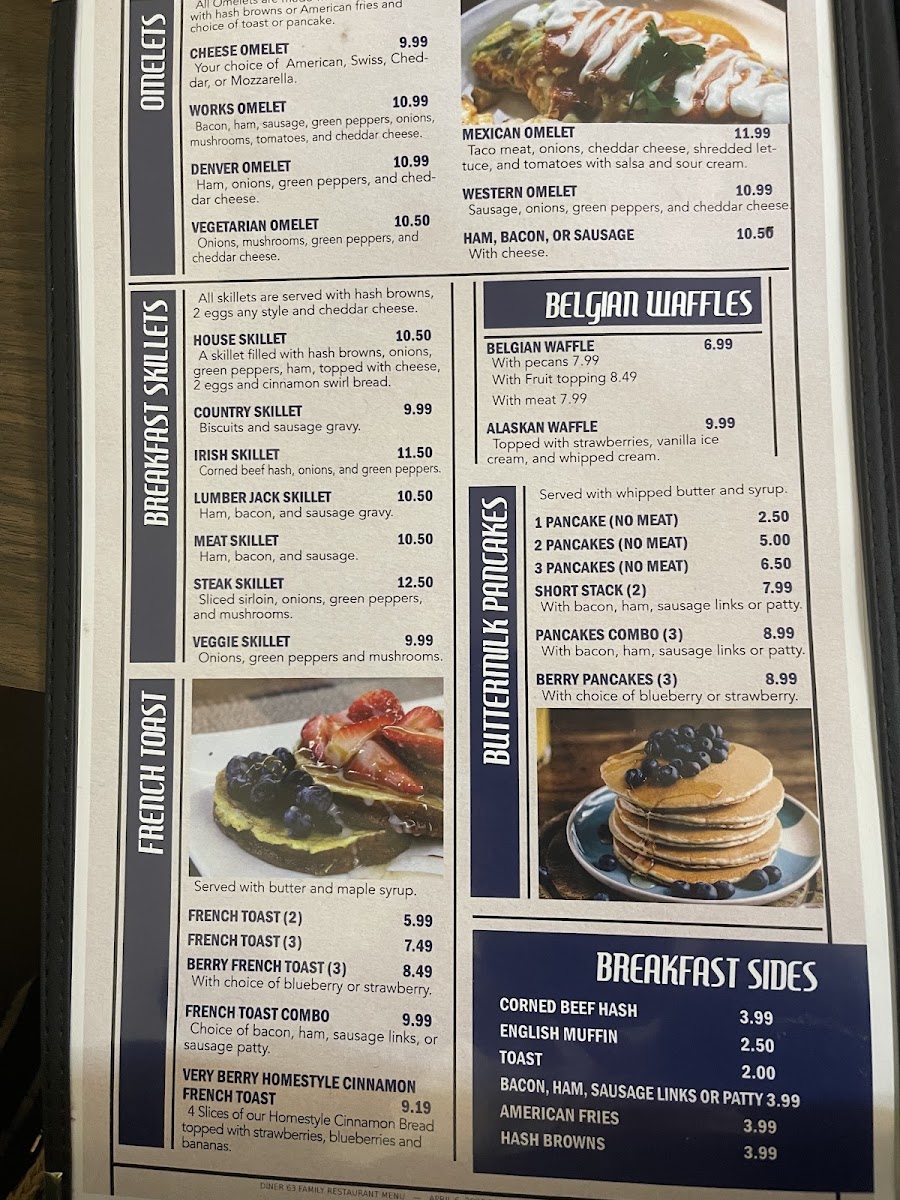 Sumner Family Restaurant menu board