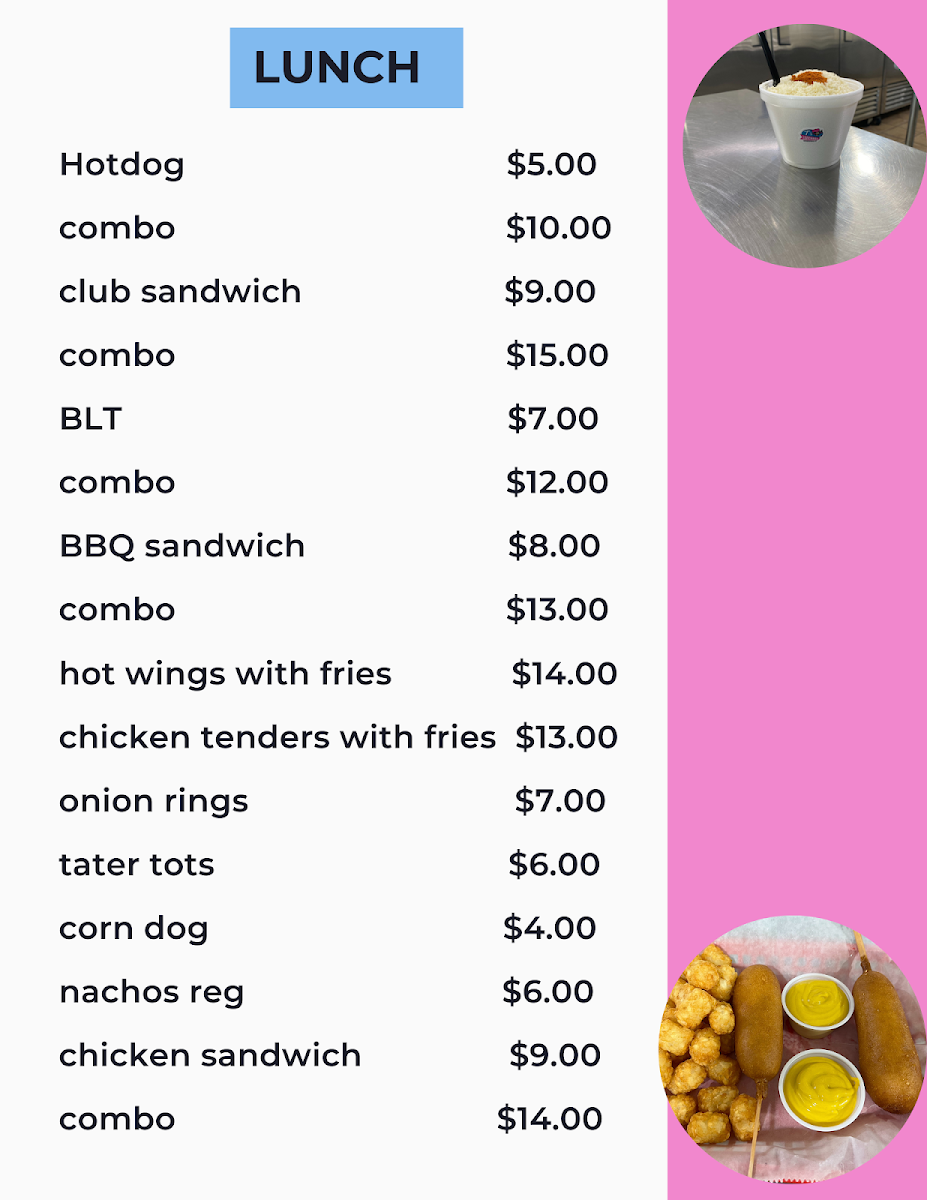 T's Lunchbox menu board