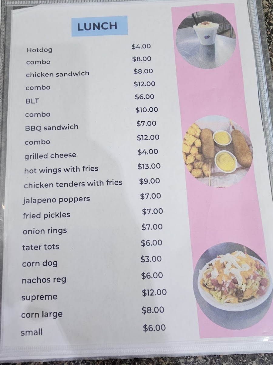 T's Lunchbox menu board