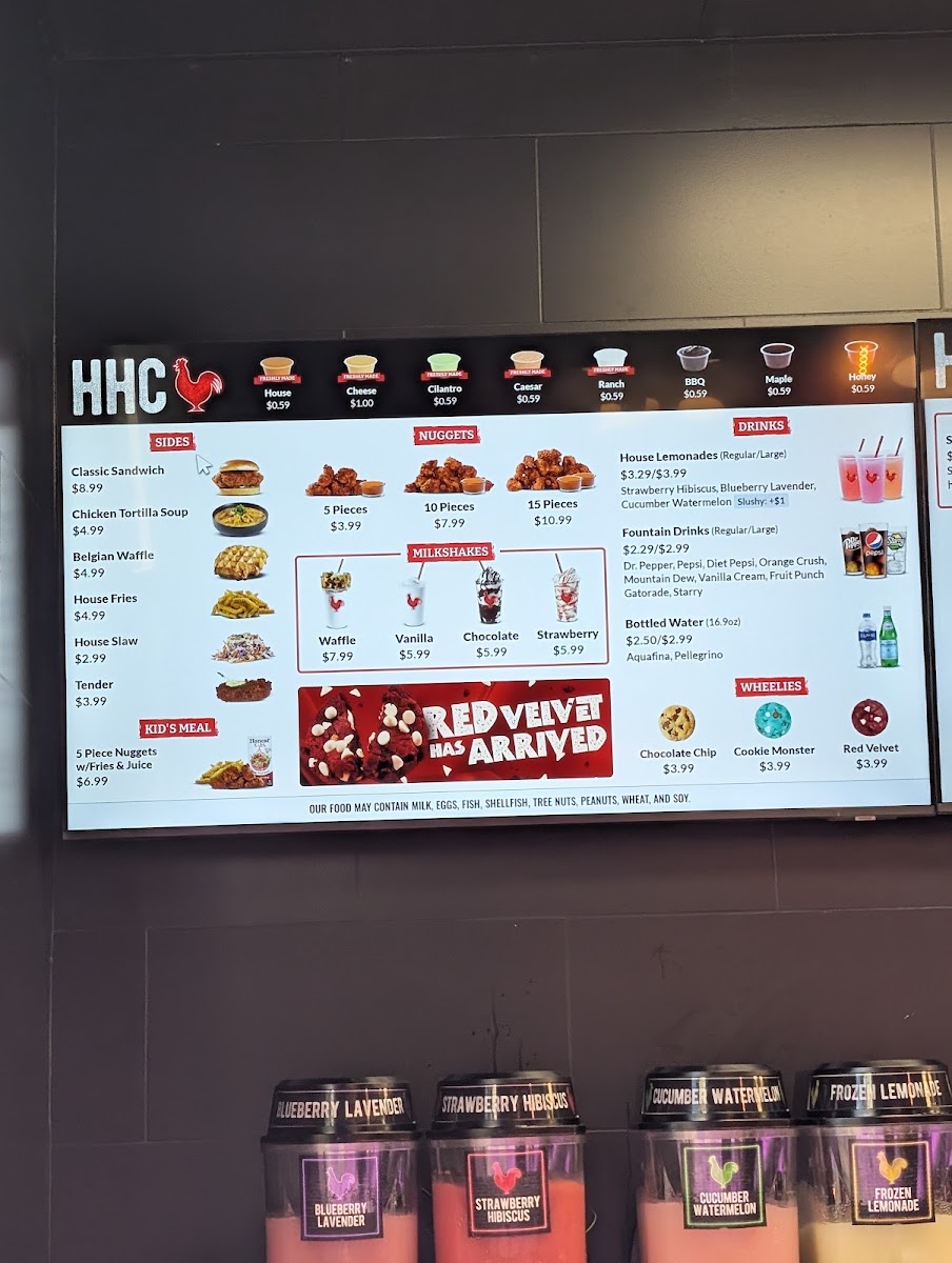 Houston TX Hot Chicken menu board