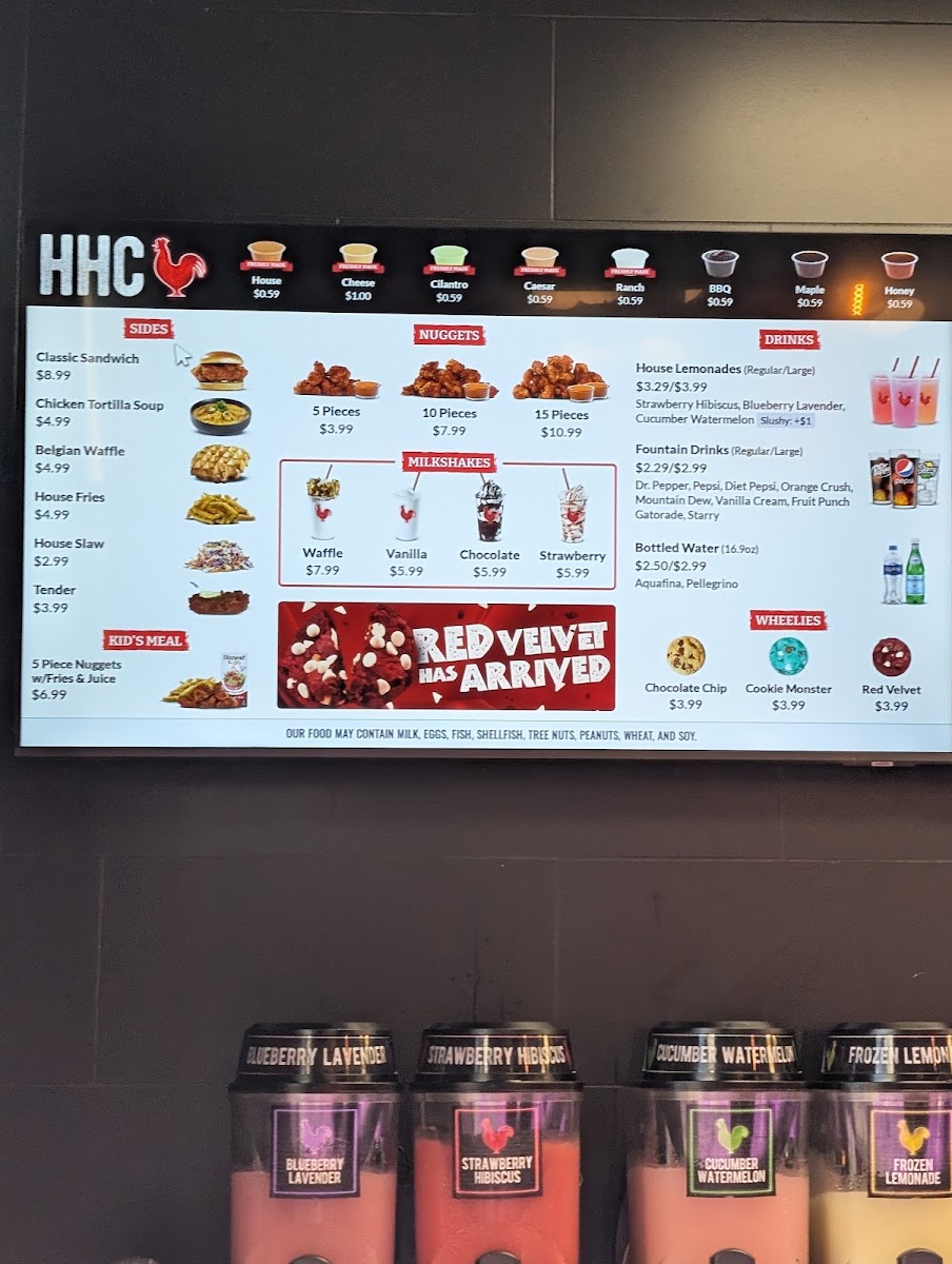 Houston TX Hot Chicken menu board