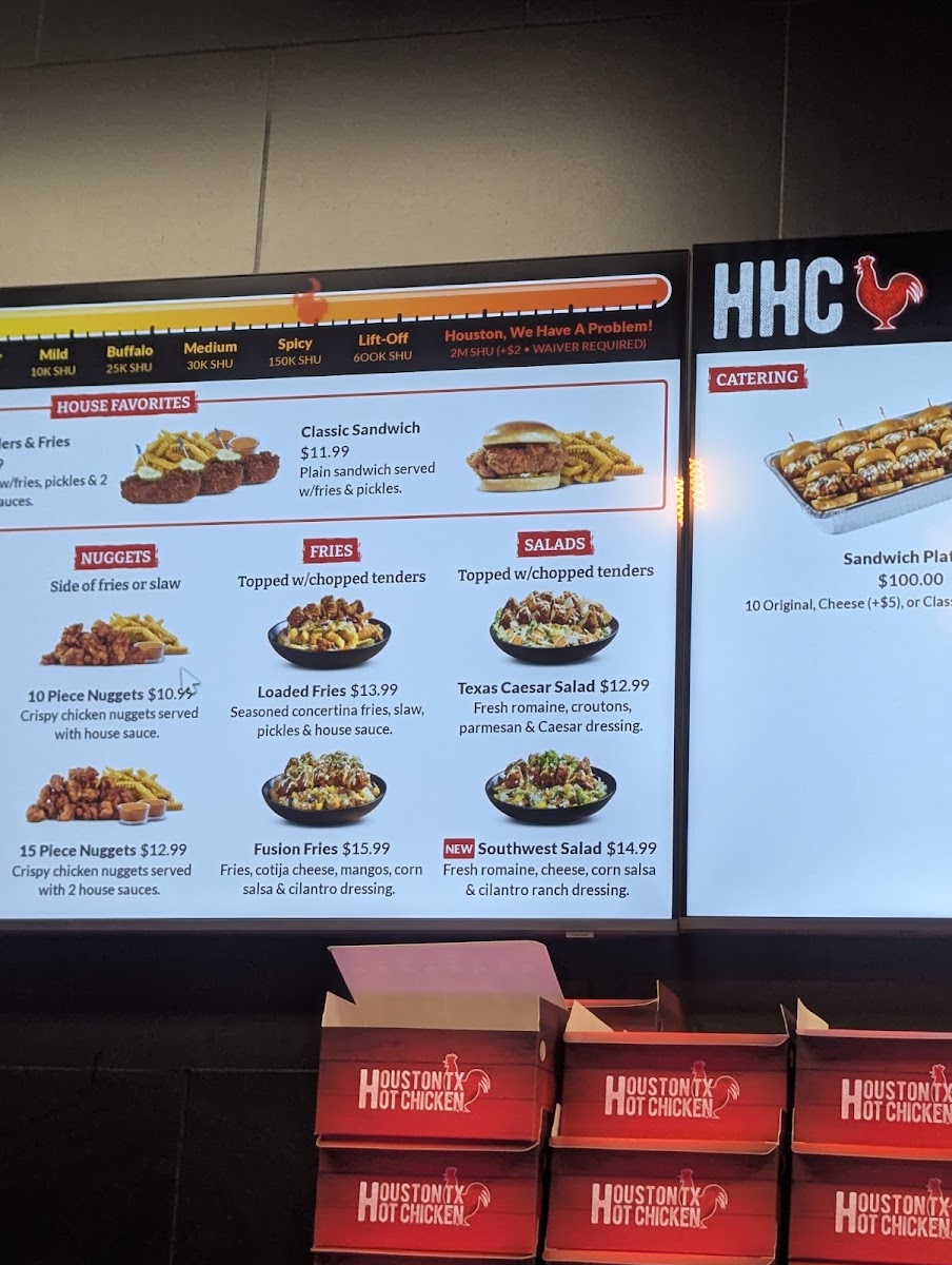 Houston TX Hot Chicken menu board