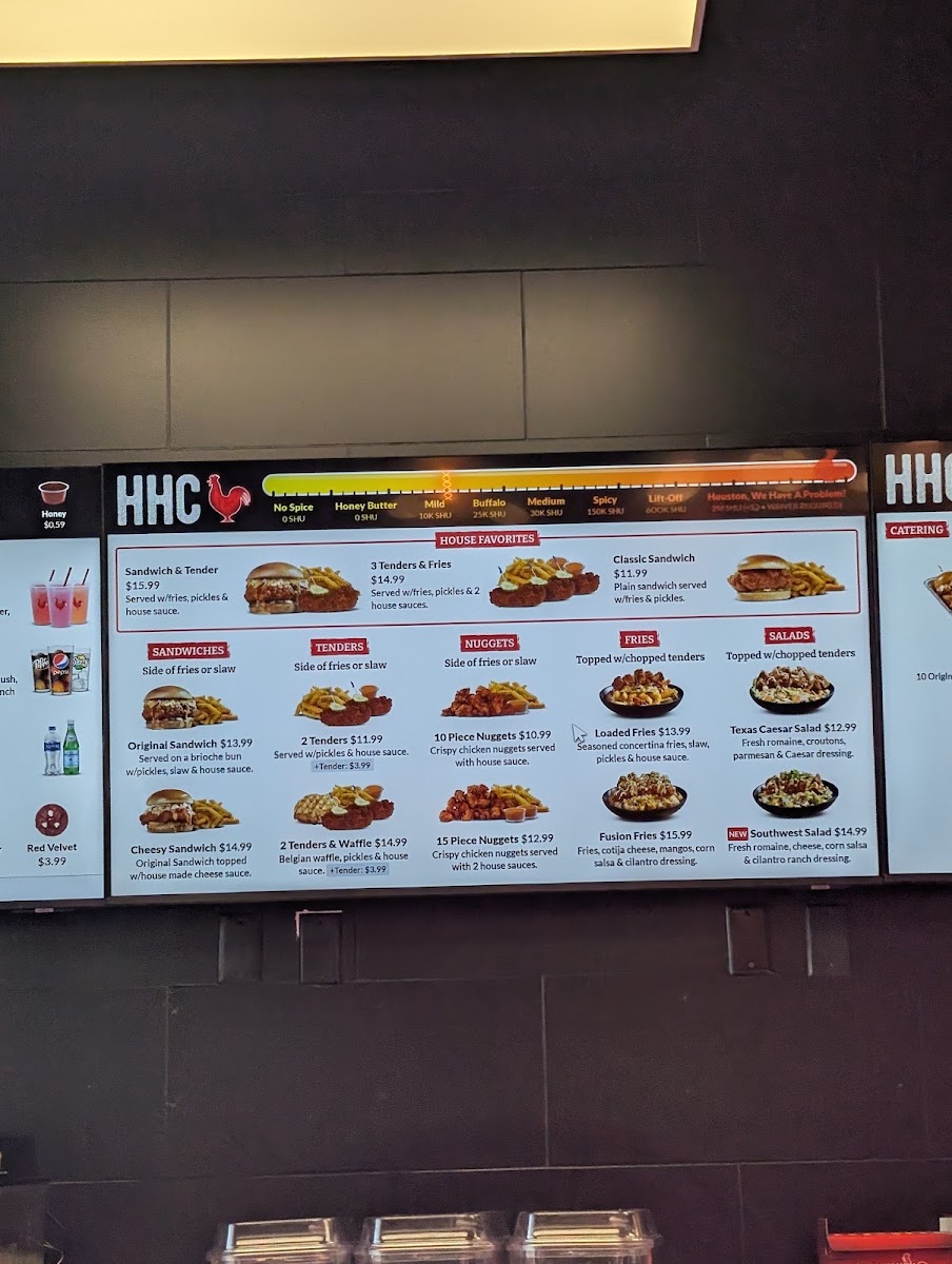 Houston TX Hot Chicken menu board