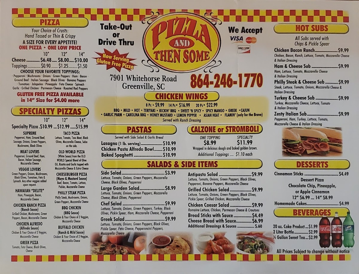 Pizza and Then Some menu board
