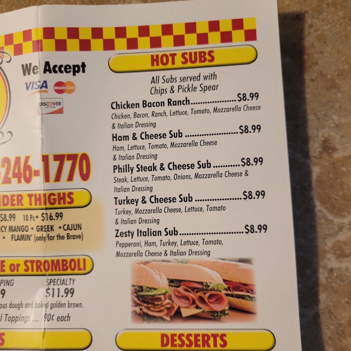 Pizza and Then Some menu board