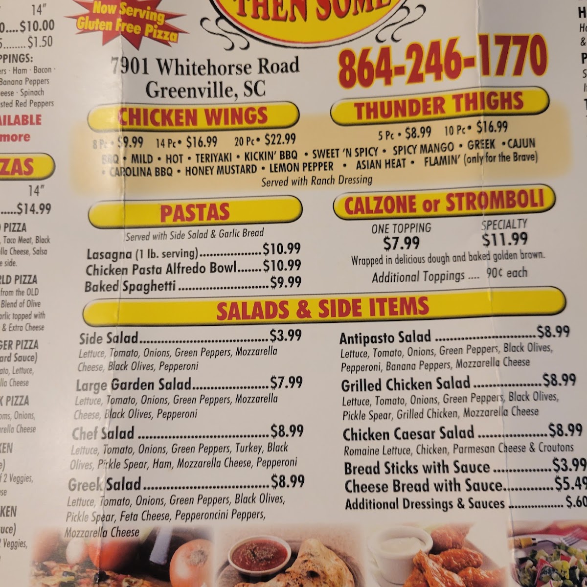 Pizza and Then Some menu board