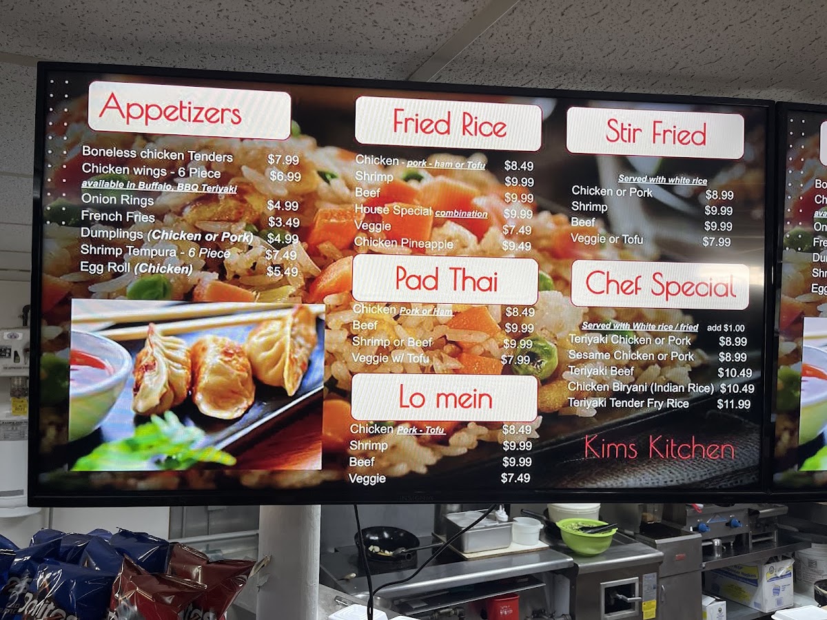 Kim's Kitchen menu board