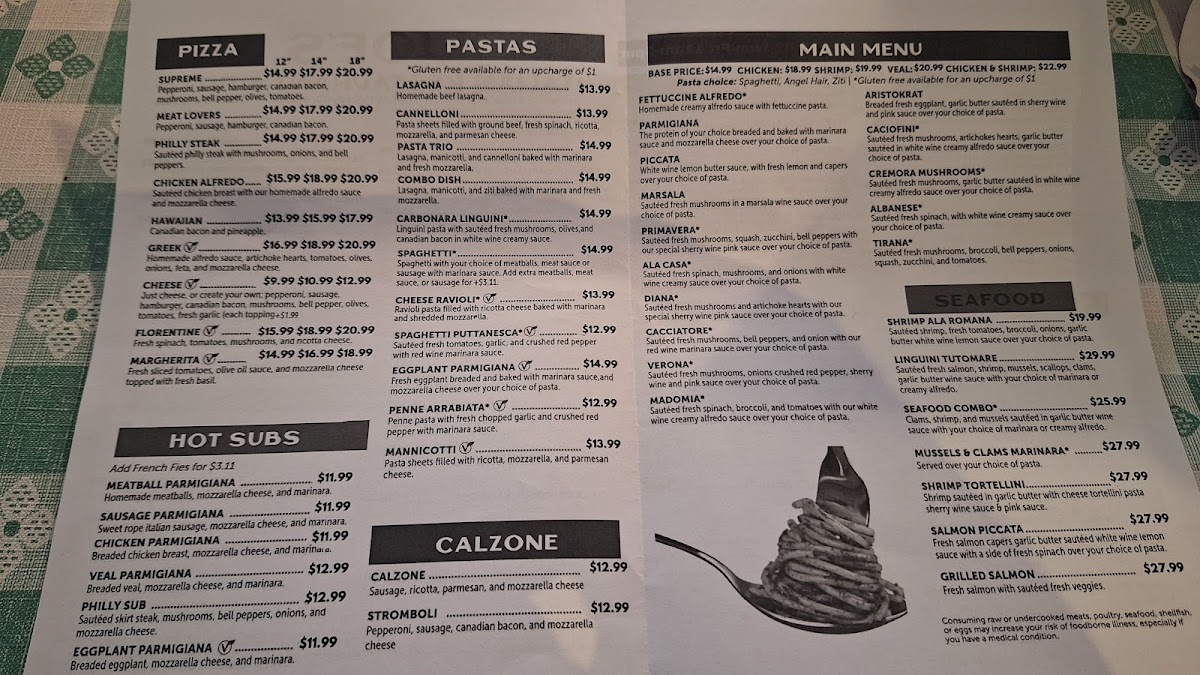 Joe's Italian Coffeyville menu board