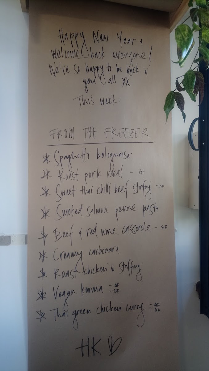 Honest Kitchen menu board