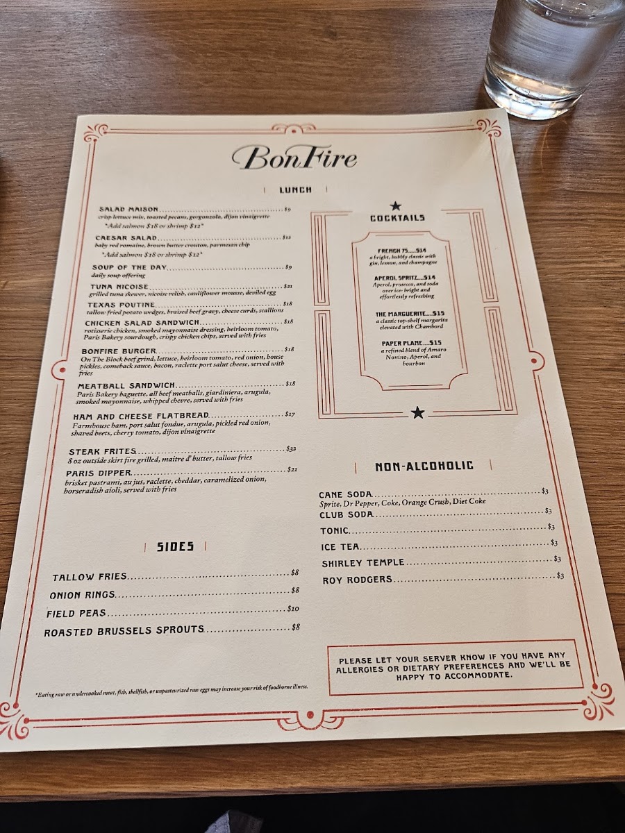 BonFire menu board