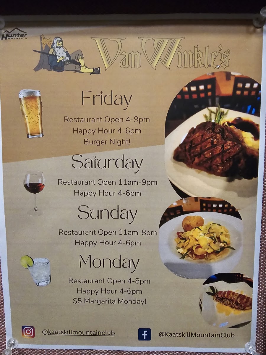Van Winkles Restaurant menu board