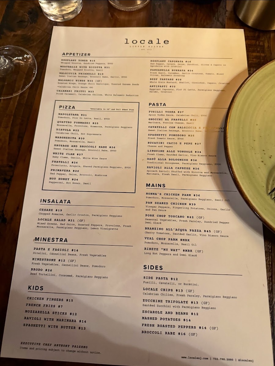 Locale menu board