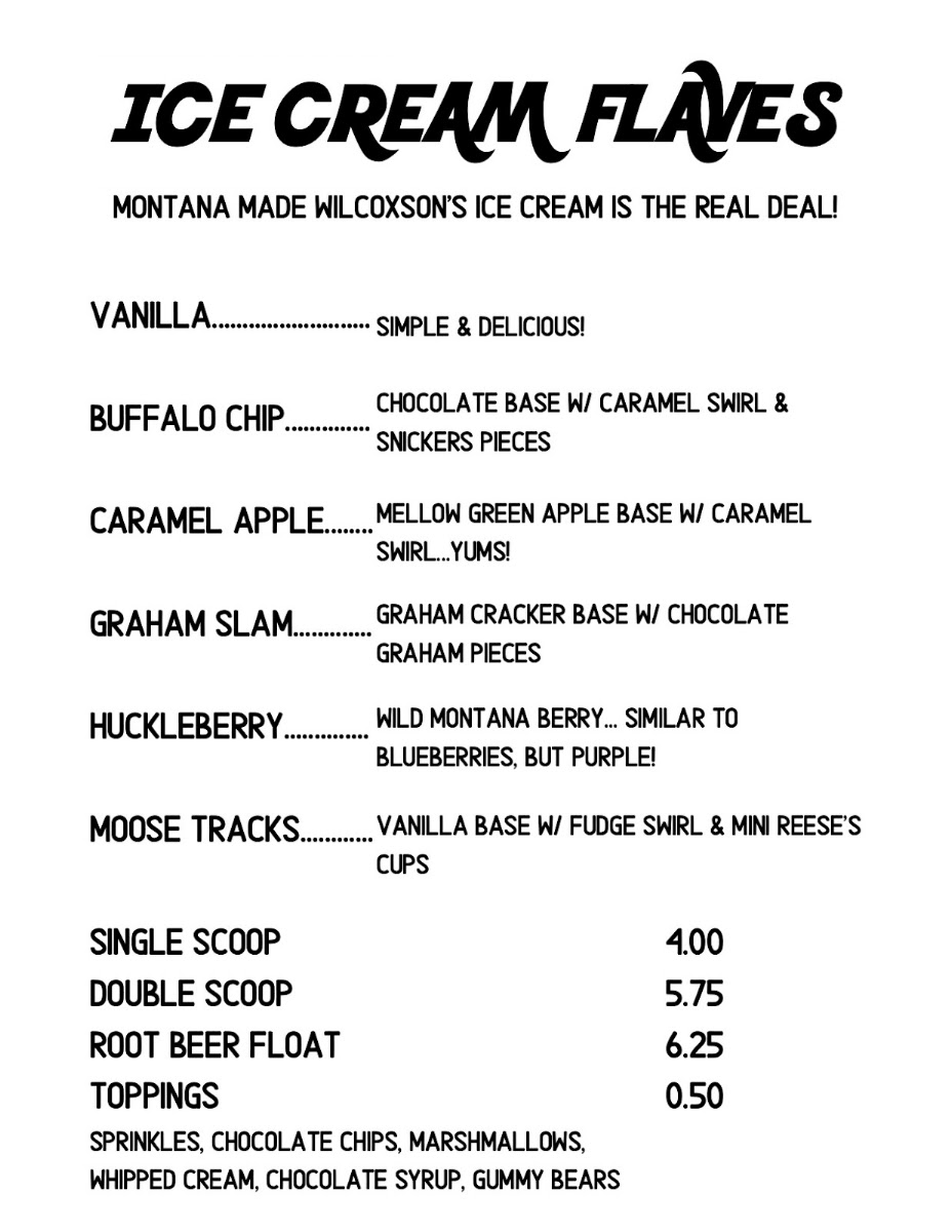 Yeti Dogs menu board