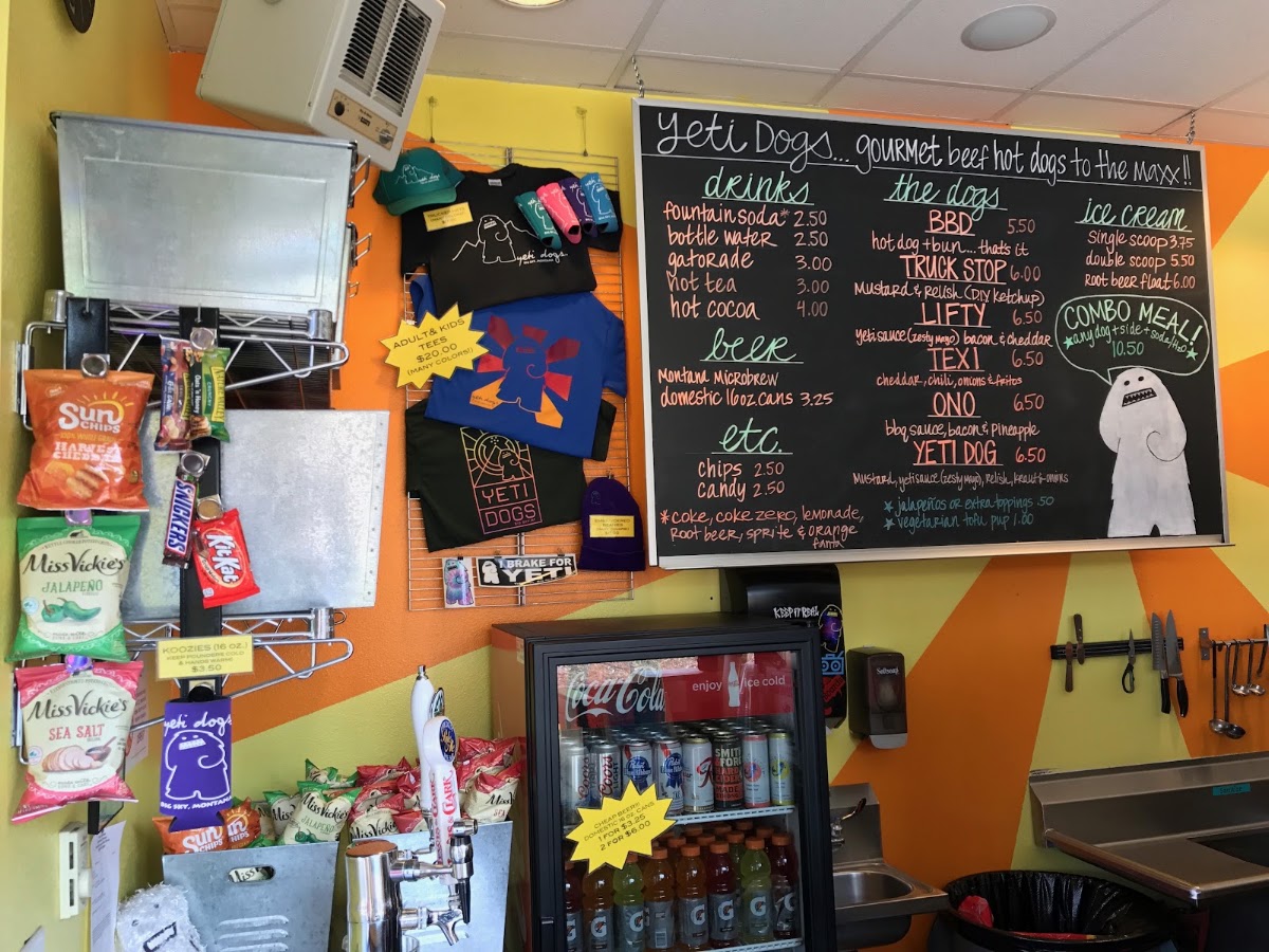 Yeti Dogs menu board