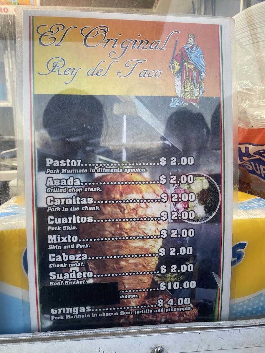 Dr. Rocco's Tacos menu board