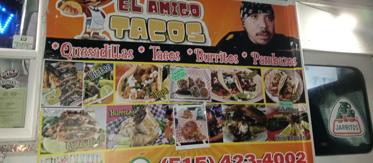 El Amigo Tacos menu board