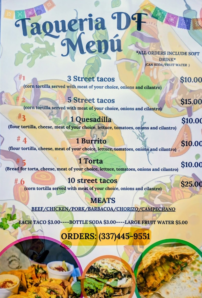 Taqueria DF #14 menu board