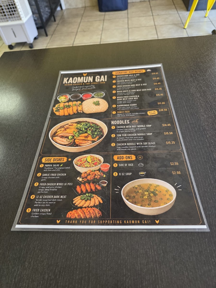 Kaomungai menu board