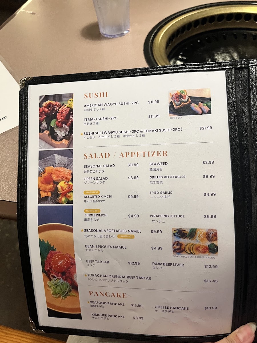 Torachan Japanese BBQ menu board
