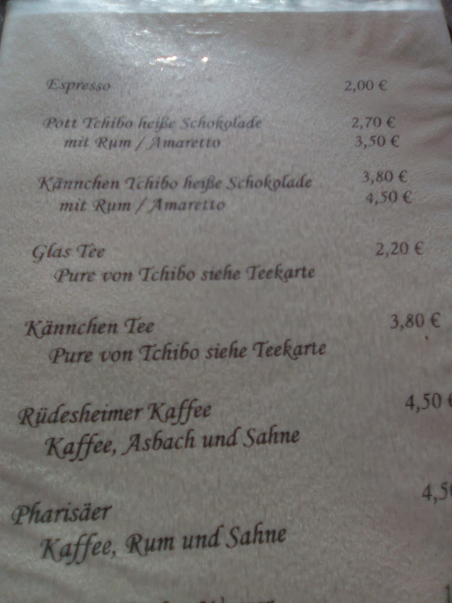 Heidi's Caféstübchen menu board