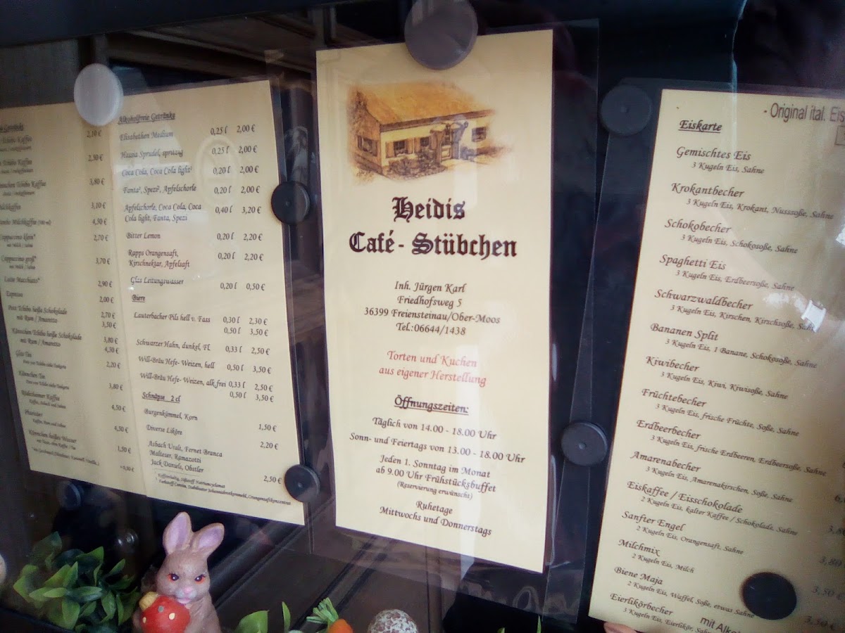 Heidi's Caféstübchen menu board