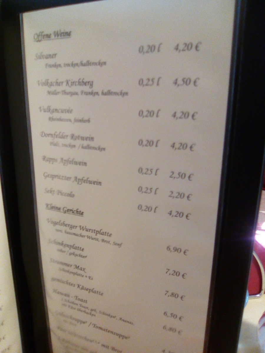Heidi's Caféstübchen menu board
