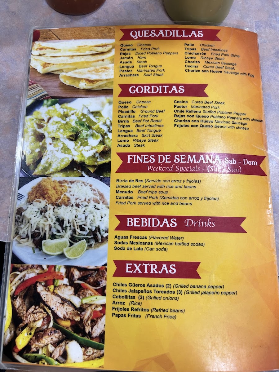 Taqueria La Rosita Palatine menu board